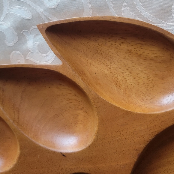 Vintage Handmade Carved Wood Serving Tray - Picture 6 of 9